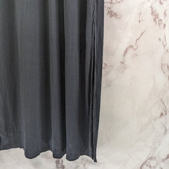 Modcloth Dress Women 8 10 Medium Black Maxi Tank Sleeveless Rib Lattice Tie - Picture 4 of 13